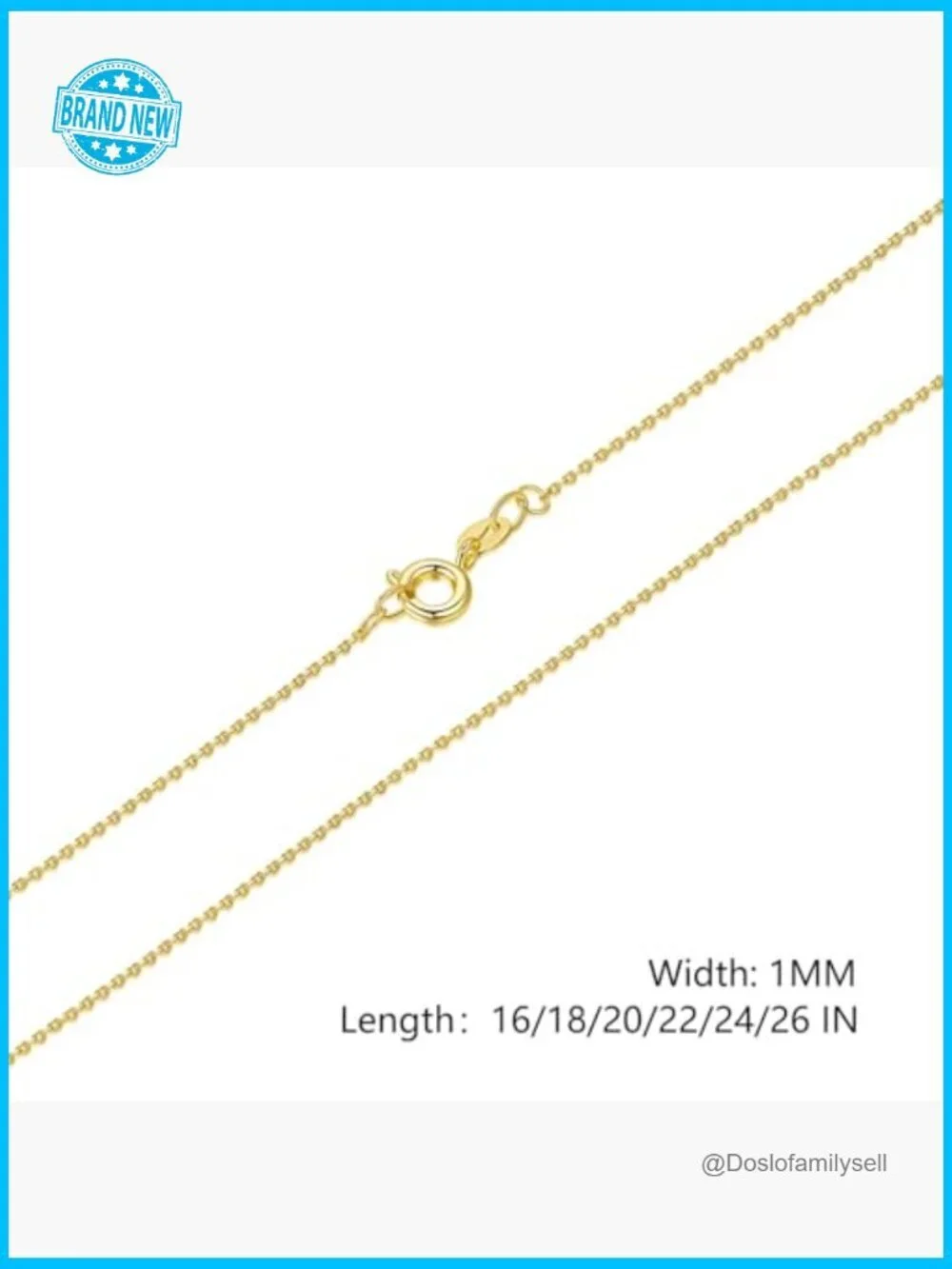 14K Gold Cable Chain Necklace Dainty Minimalist Elegant Unisex Thin 1mm